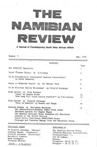 Cover of The Namibian Review. no. 11