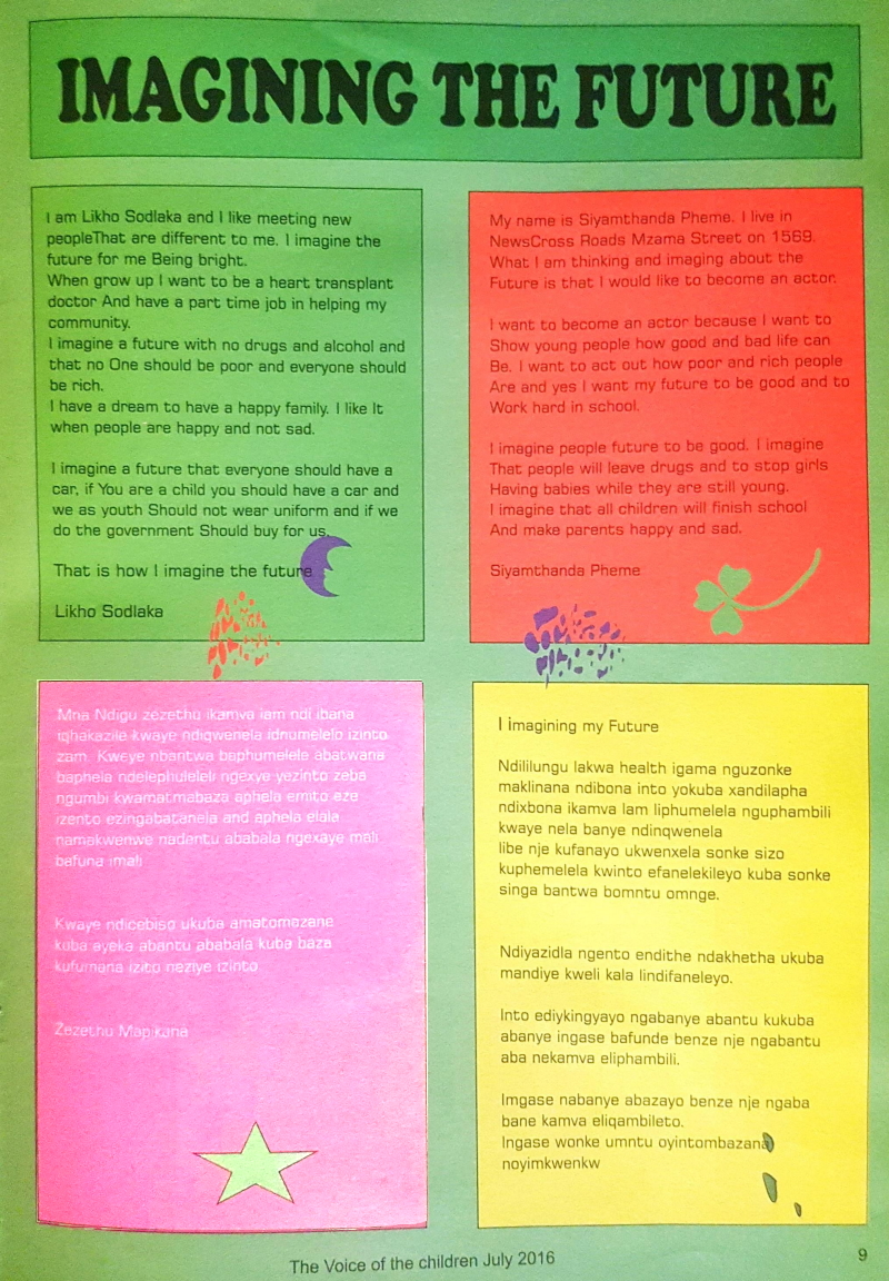 Article on Imagining the Future from Voice of the Children, July 2016.