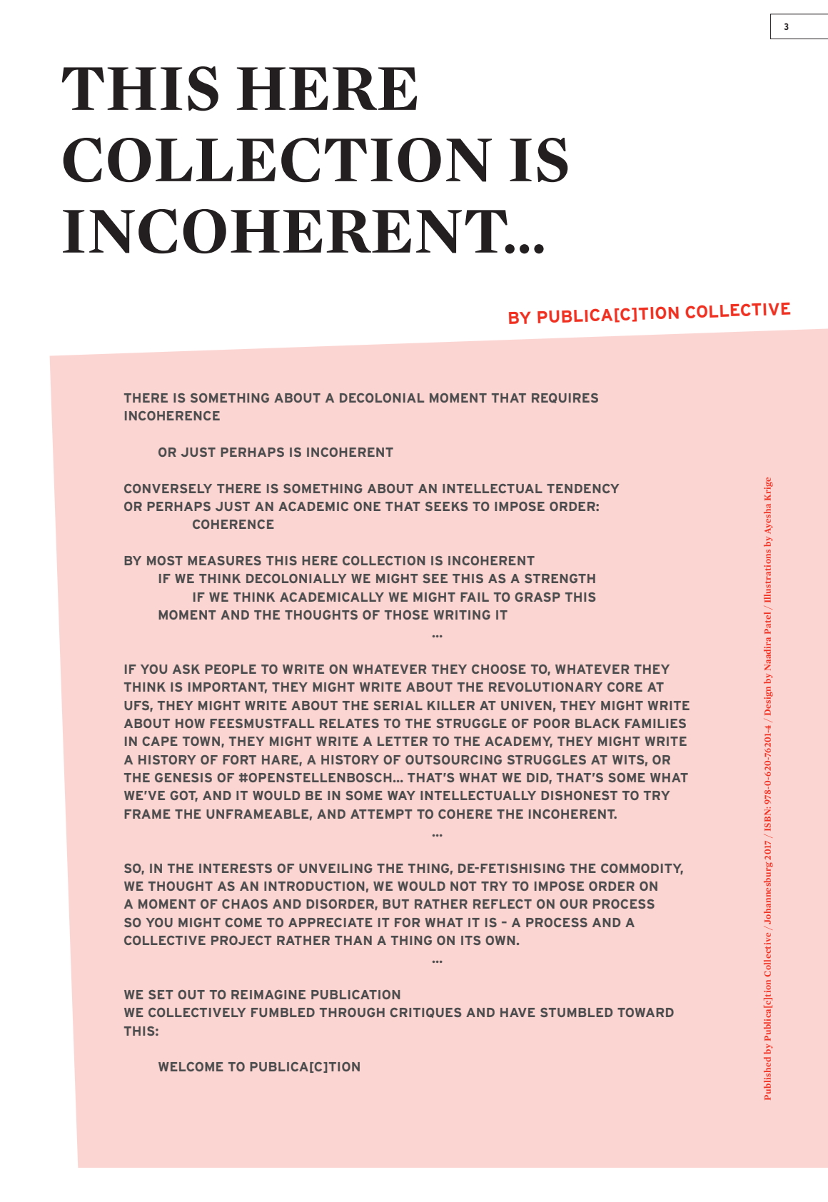 Editorial statement by Publica[c]tion collective
