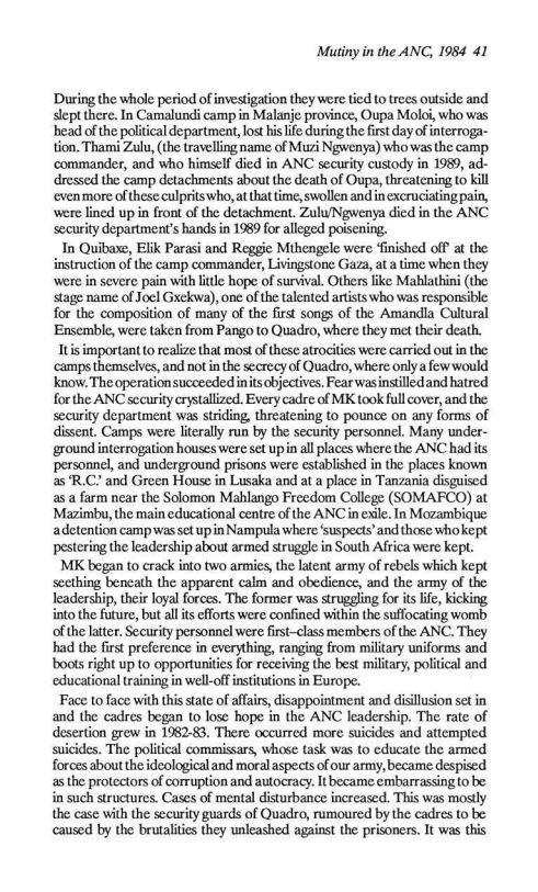 Article from Searchlight South Africa July 1990 edition on the 1984 mutiny in Umkhonto we Sizwe continued